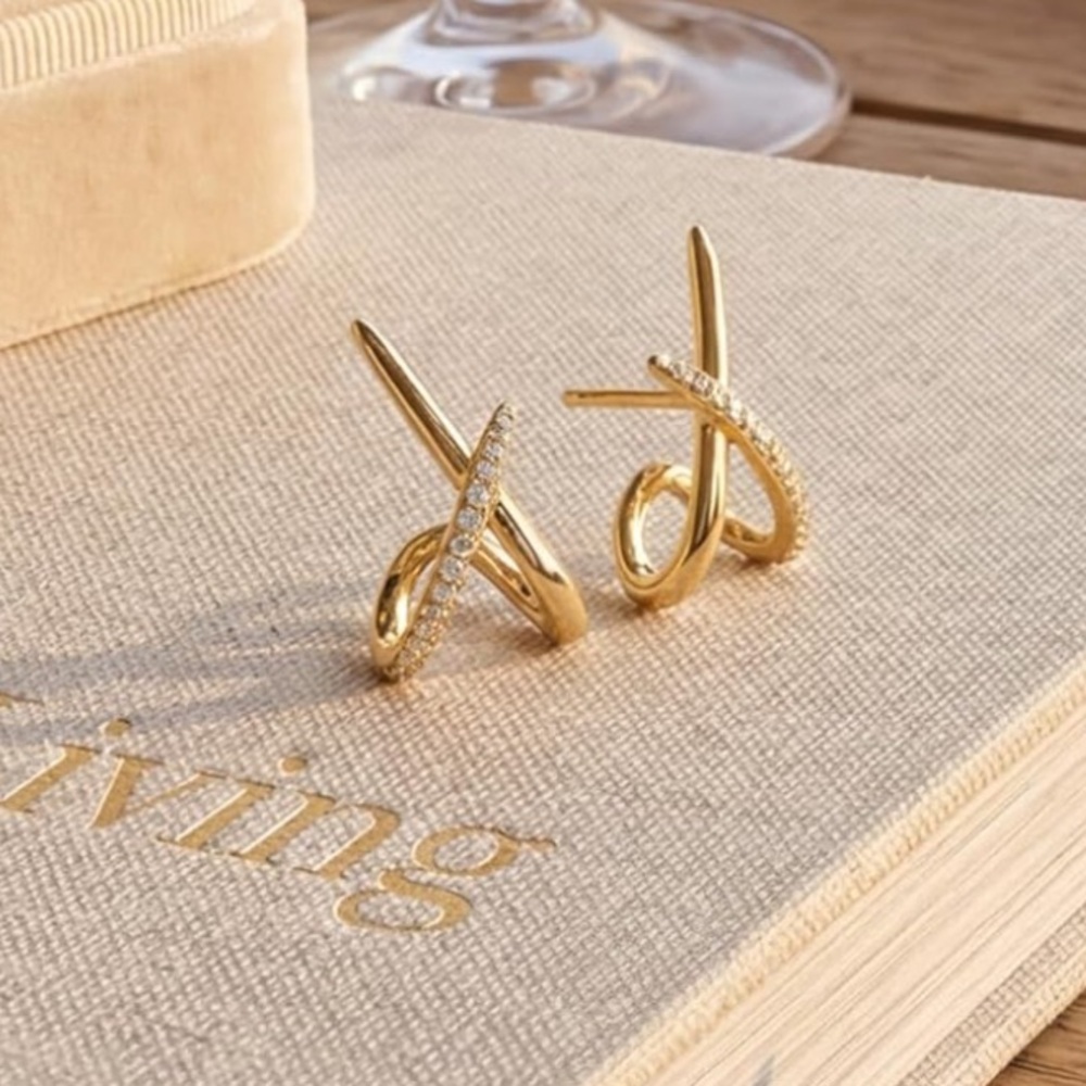 Anthropologie Minimalist Cubic Zirconia Diamond Earrings - Picture 6 of 6